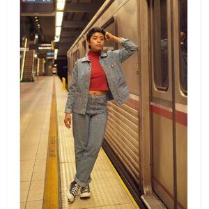 Big Bud Press Railroad Stripe Denim Work Jacket Sz S